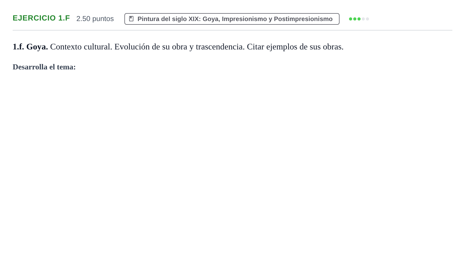 Enunciado: Ejercicio 1.f · Historia del Arte PAU Navarra Ordinaria 2023