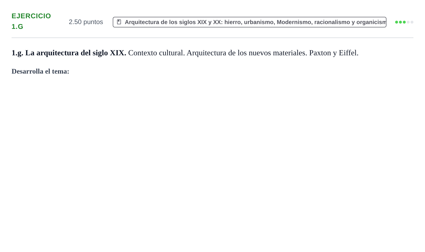 Enunciado: Ejercicio 1.g · Historia del Arte PAU Navarra Ordinaria 2023