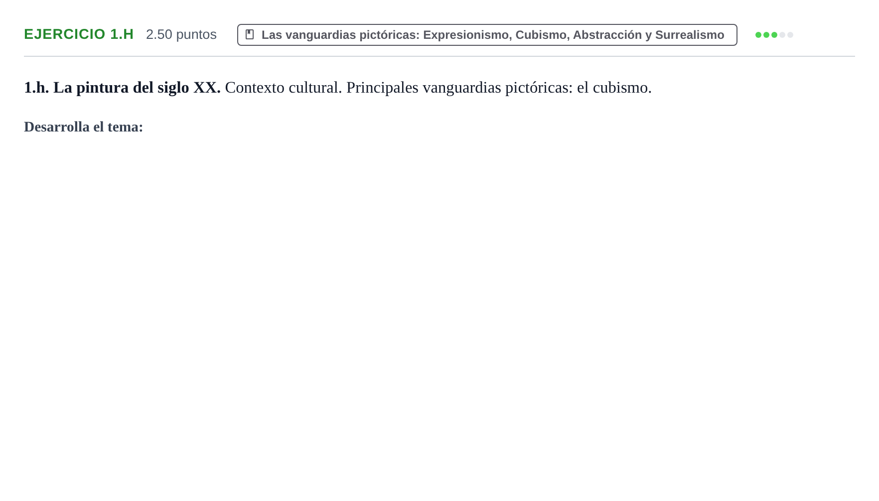 Enunciado: Ejercicio 1.h · Historia del Arte PAU Navarra Ordinaria 2023