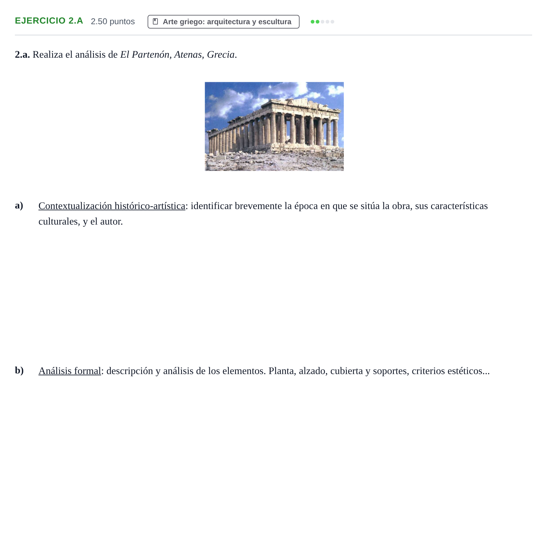Enunciado: Ejercicio 2.a · Historia del Arte PAU Navarra Ordinaria 2023