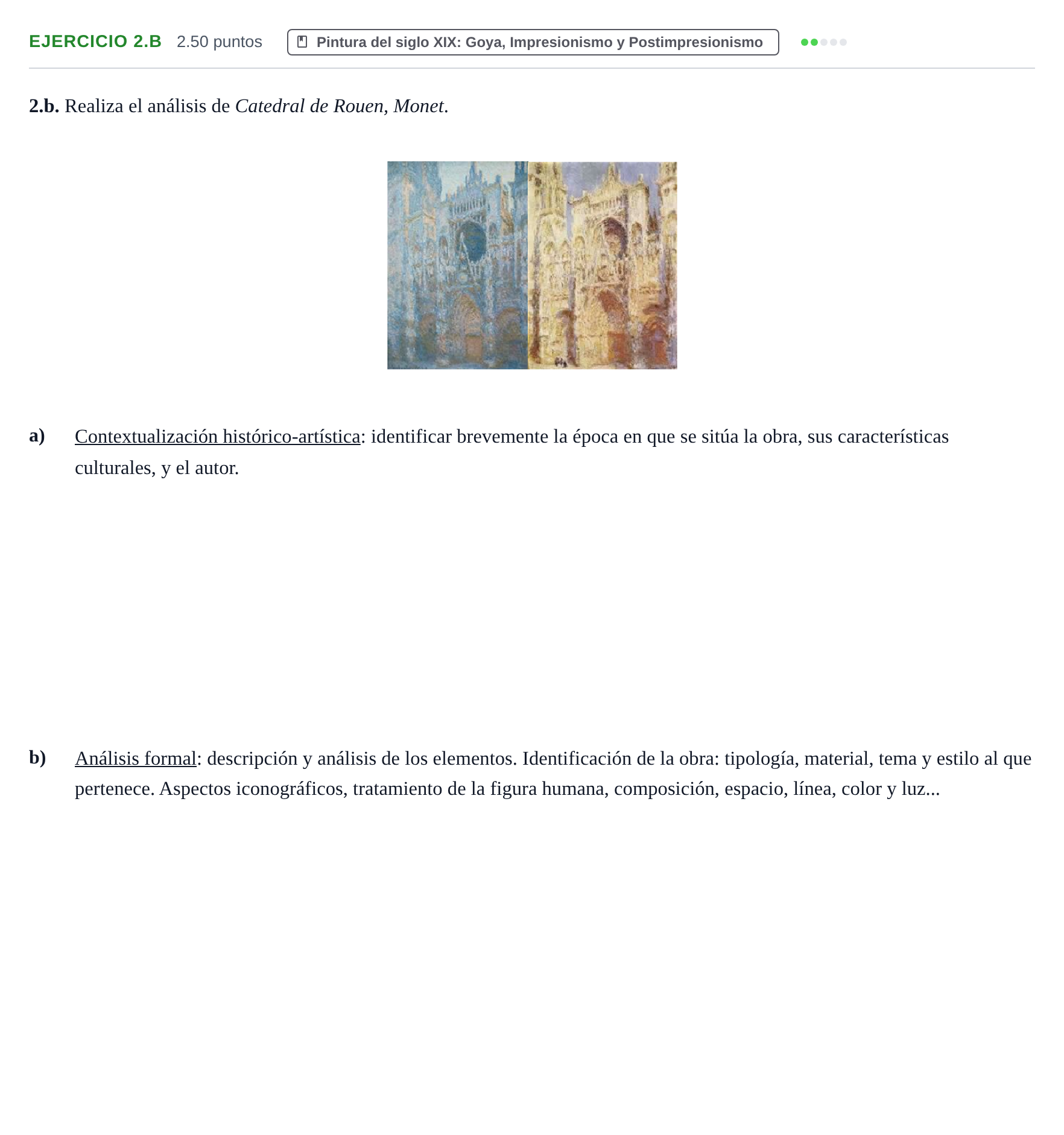 Enunciado: Ejercicio 2.b · Historia del Arte PAU Navarra Ordinaria 2023