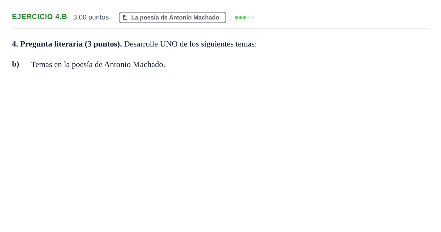 Enunciado: Ejercicio 4.b · Lengua Castellana y Literatura II PAU Navarra Ordinaria 2023