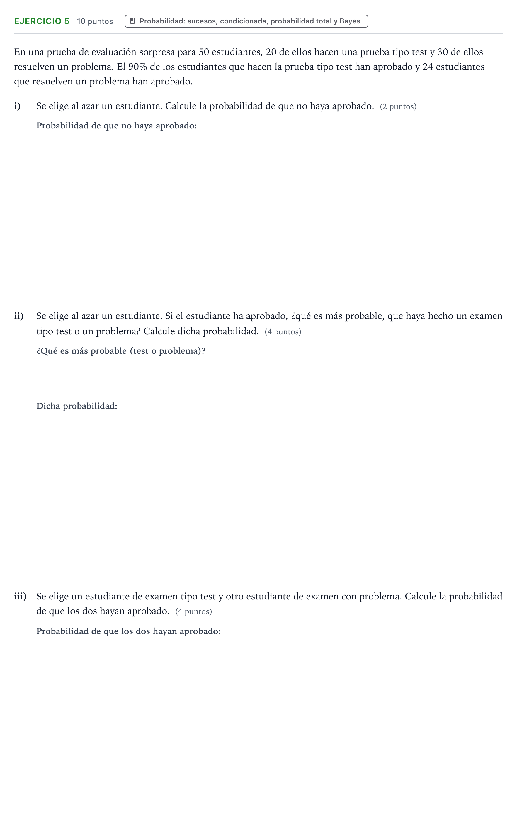 Enunciado: EJERCICIO 5 · Matemáticas aplicadas a las Ciencias Sociales II PAU Navarra Ordinaria 2023
