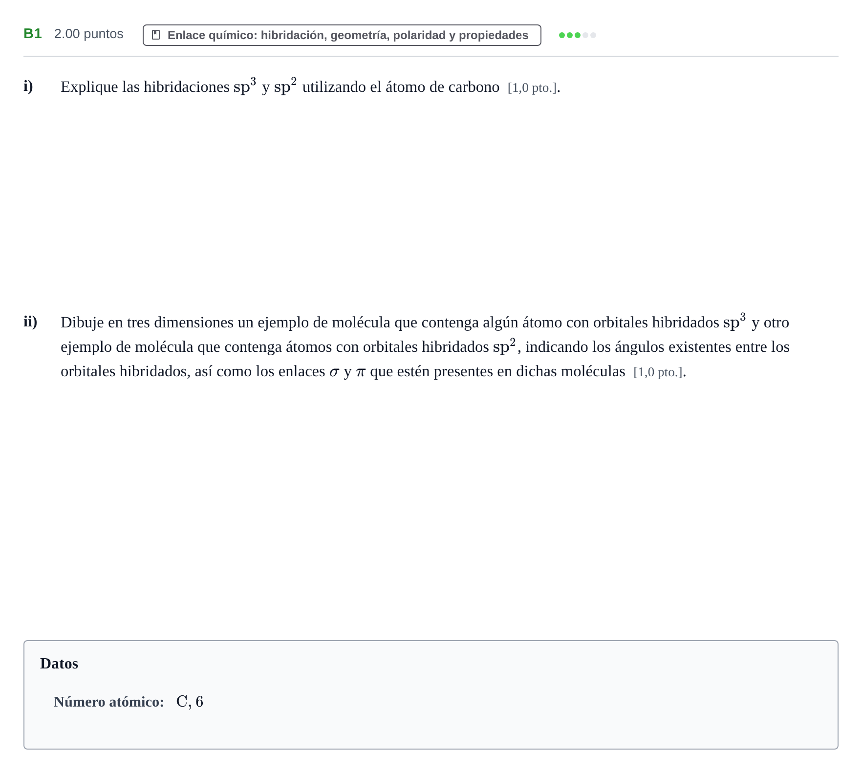 Enunciado: Ejercicio B1 · Química PAU Navarra Ordinaria 2023