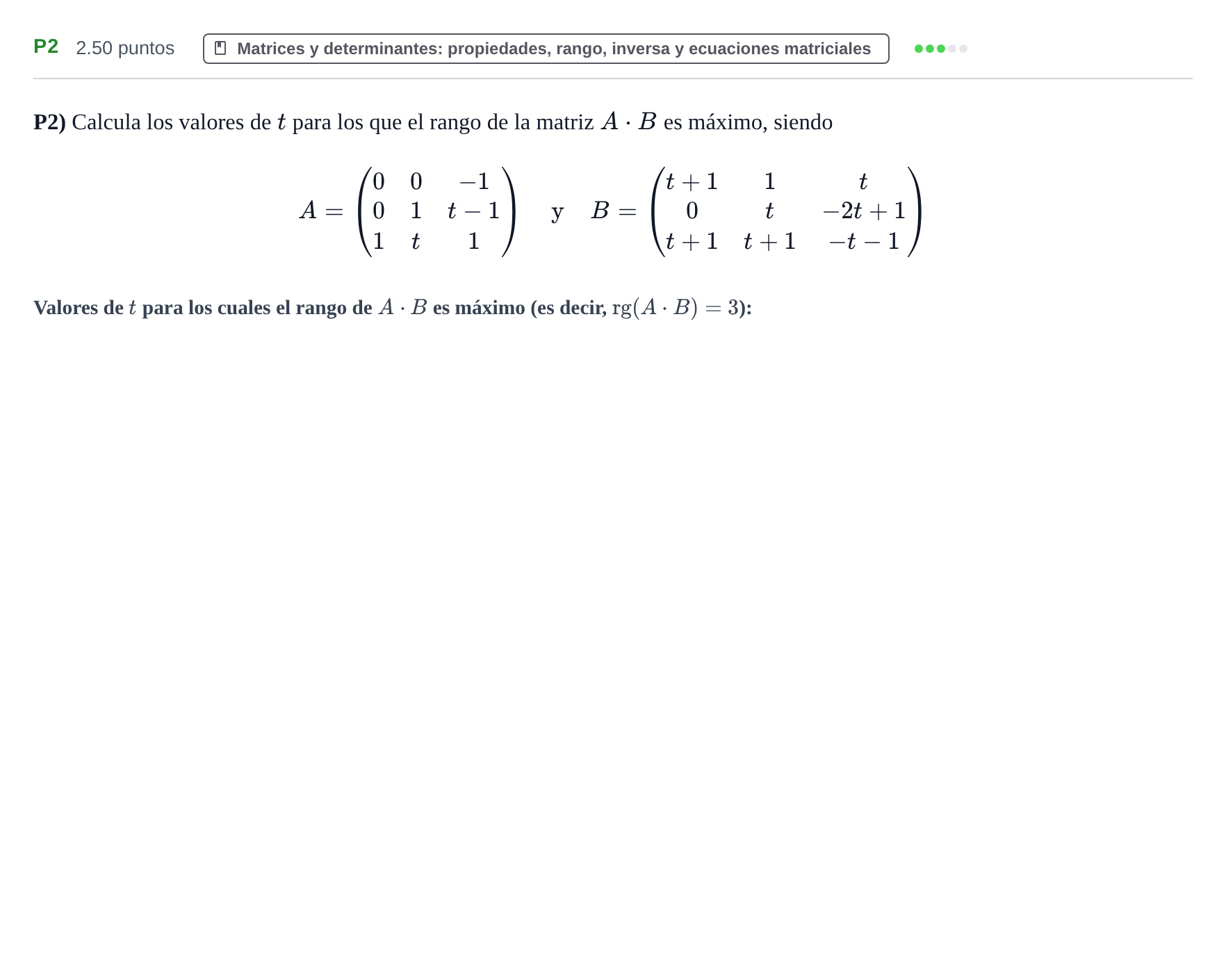 Enunciado: Ejercicio P2 · Matemáticas II PAU Navarra Ordinaria 2023