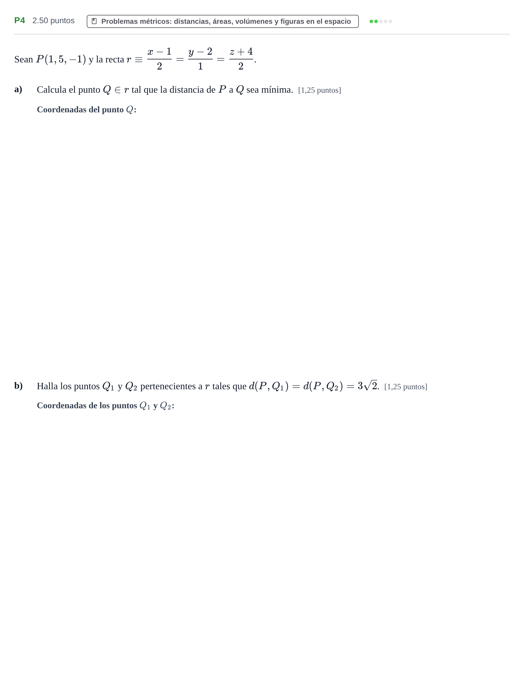 Enunciado: Ejercicio P4 · Matemáticas II PAU Navarra Ordinaria 2023