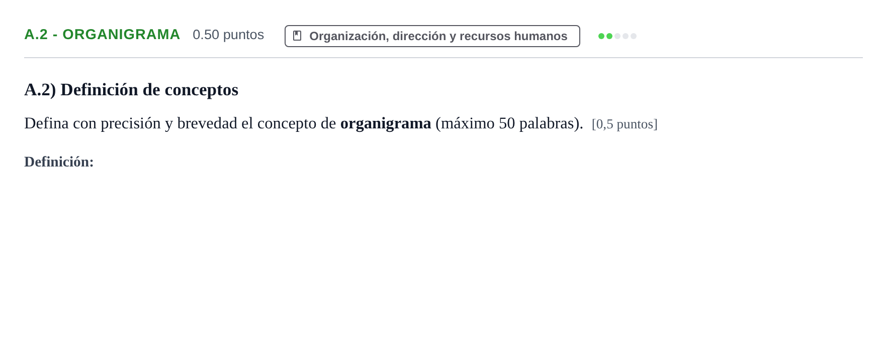 Enunciado: Ejercicio A.2 - Organigrama · Empresa y Diseño de Modelos de Negocio PAU Navarra Extraordinaria 2023