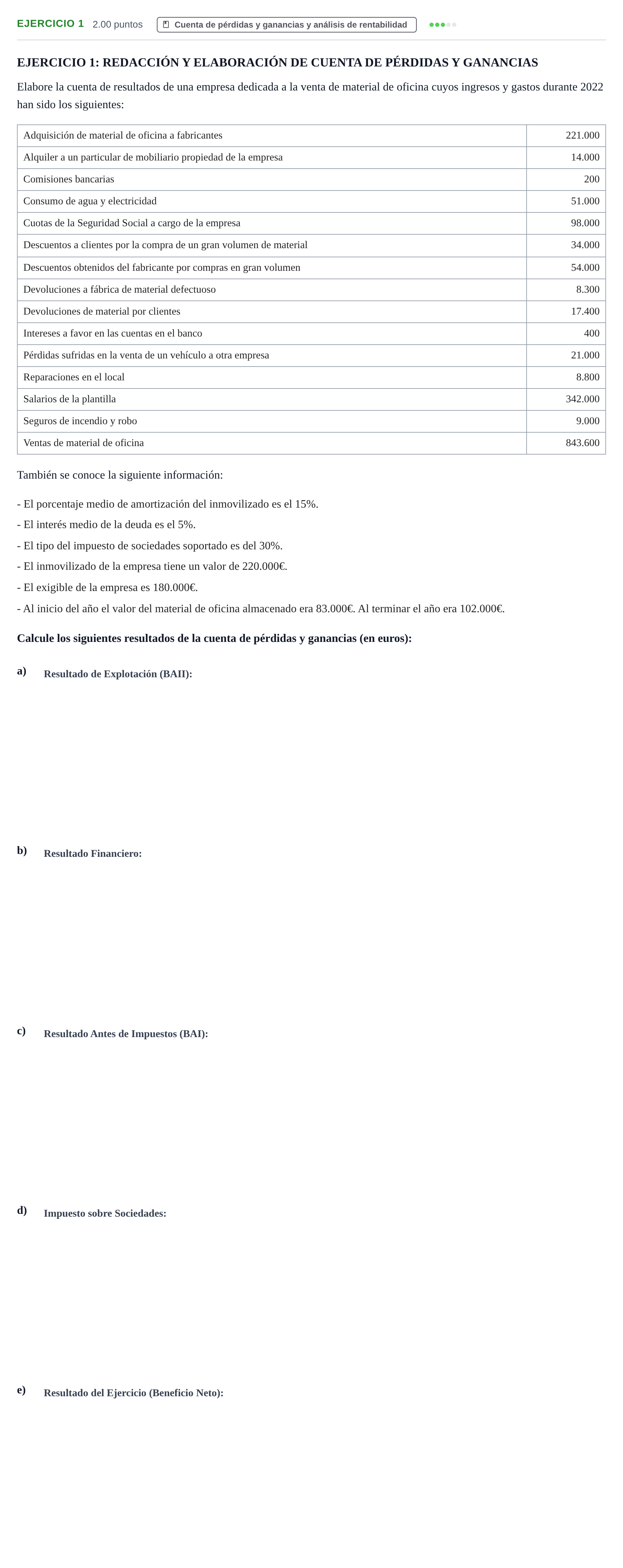 Enunciado: Ejercicio 1 · Empresa y Diseño de Modelos de Negocio PAU Navarra Extraordinaria 2023
