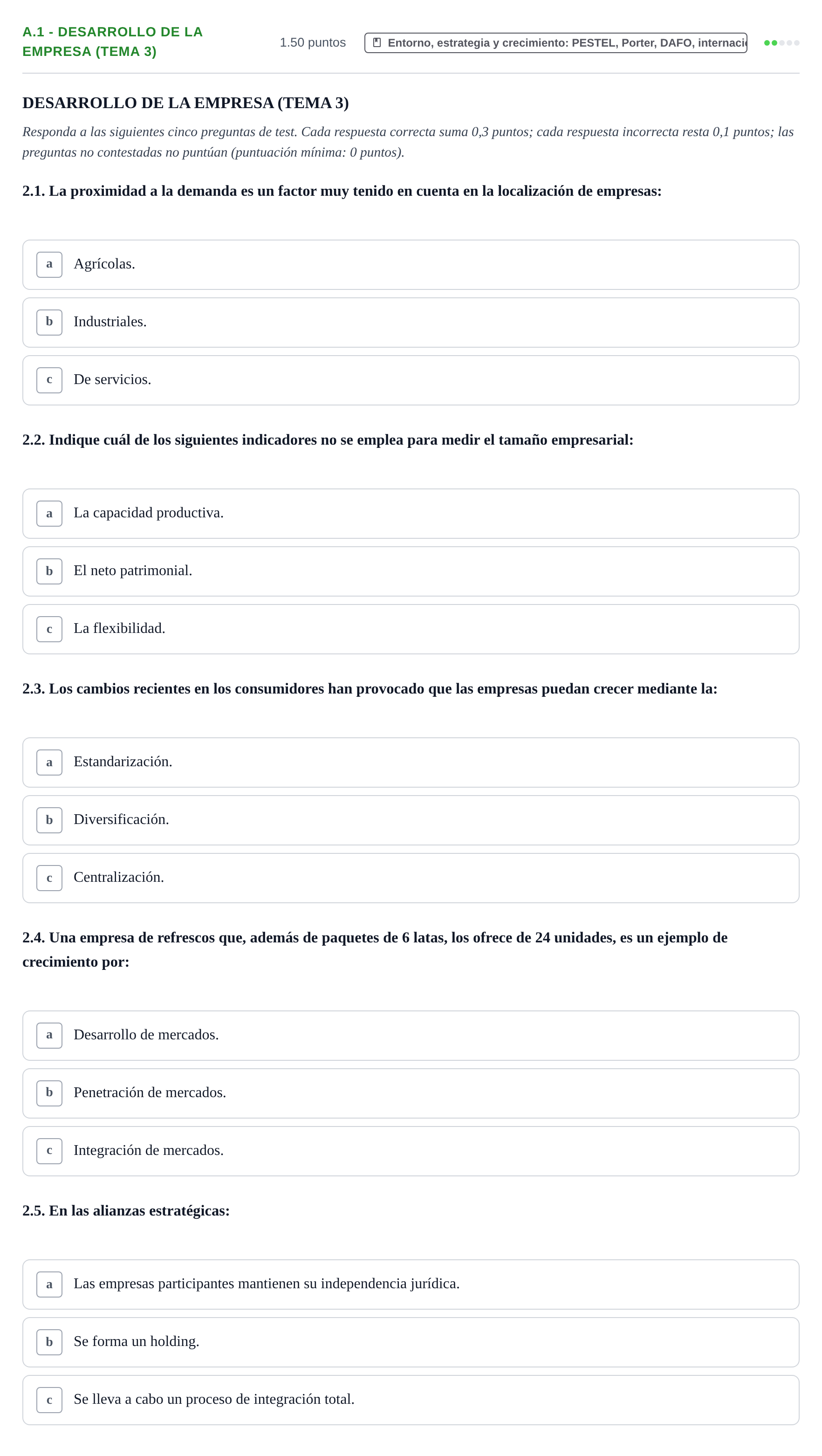 Enunciado: Ejercicio A.1 - Desarrollo de la empresa (Tema 3) · Empresa y Diseño de Modelos de Negocio PAU Navarra Extraordinaria 2023