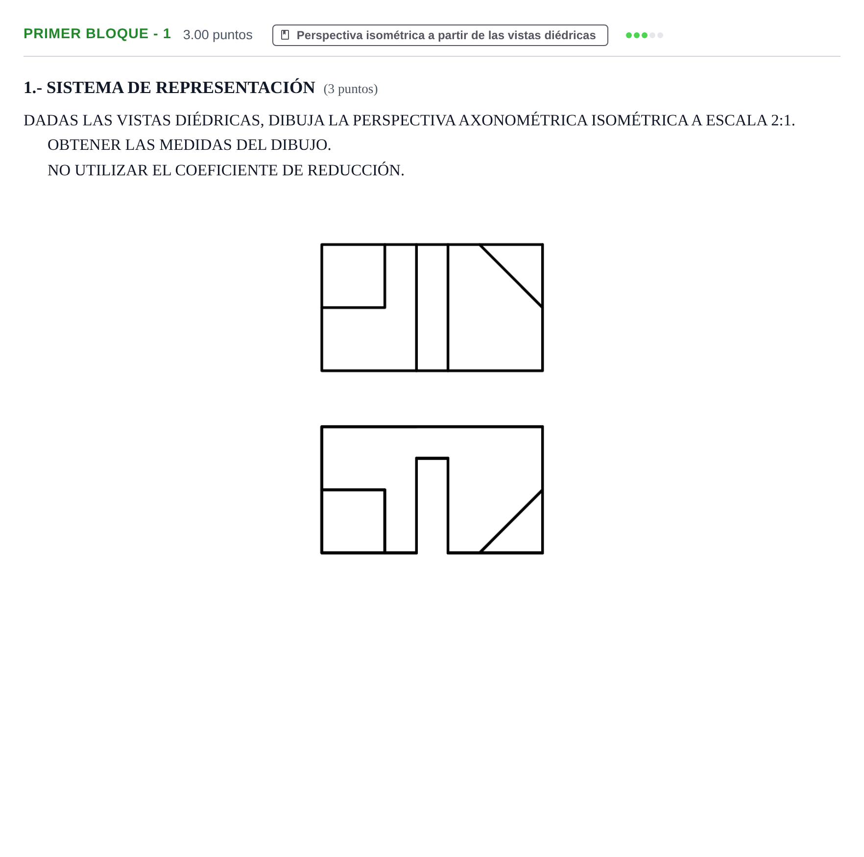 Enunciado: Ejercicio Primer Bloque - 1 · Dibujo técnico II PAU Navarra Extraordinaria 2023