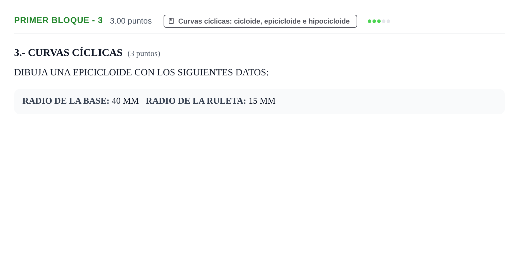 Enunciado: Ejercicio Primer Bloque - 3 · Dibujo técnico II PAU Navarra Extraordinaria 2023