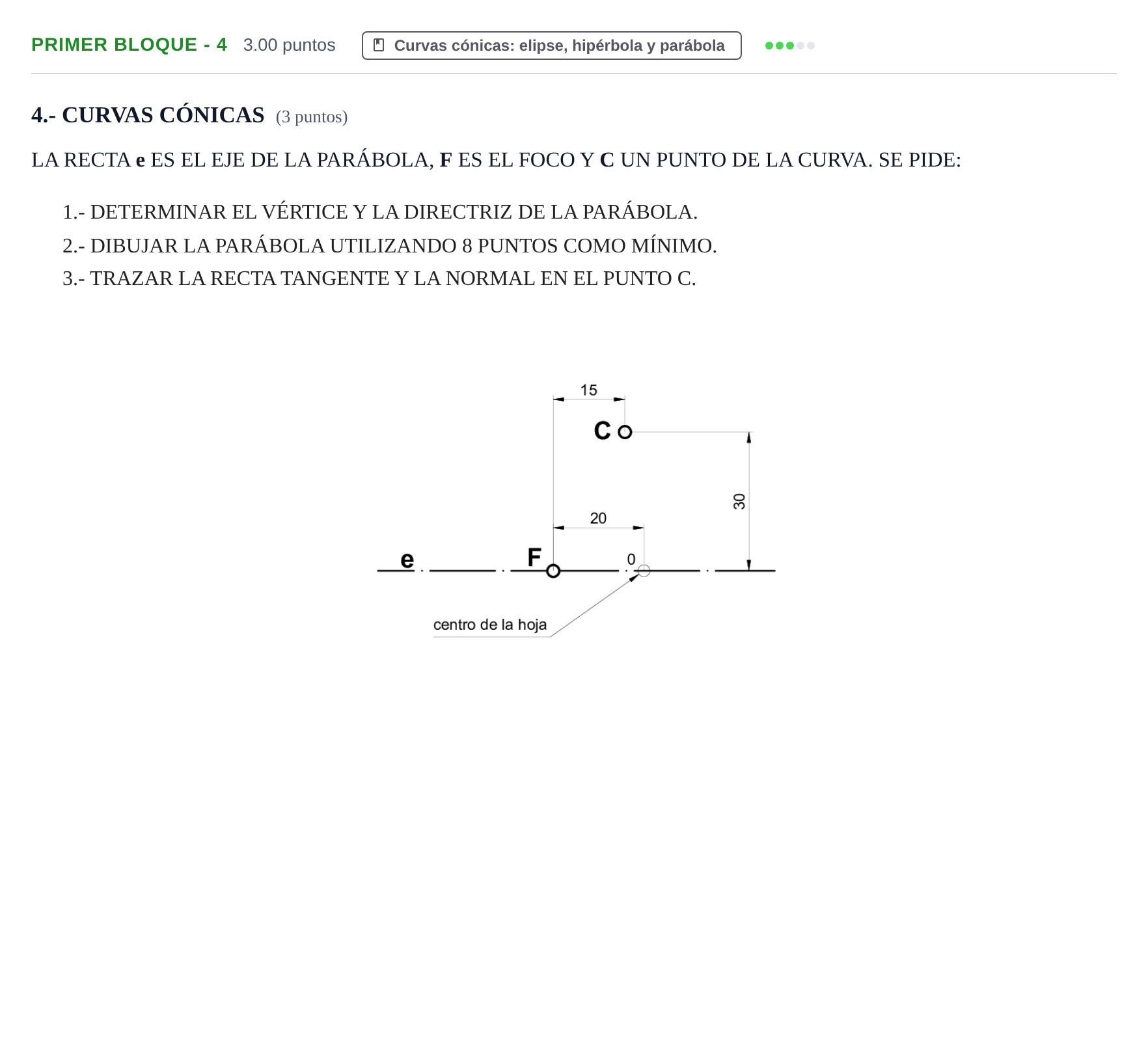 Enunciado: Ejercicio Primer Bloque - 4 · Dibujo técnico II PAU Navarra Extraordinaria 2023