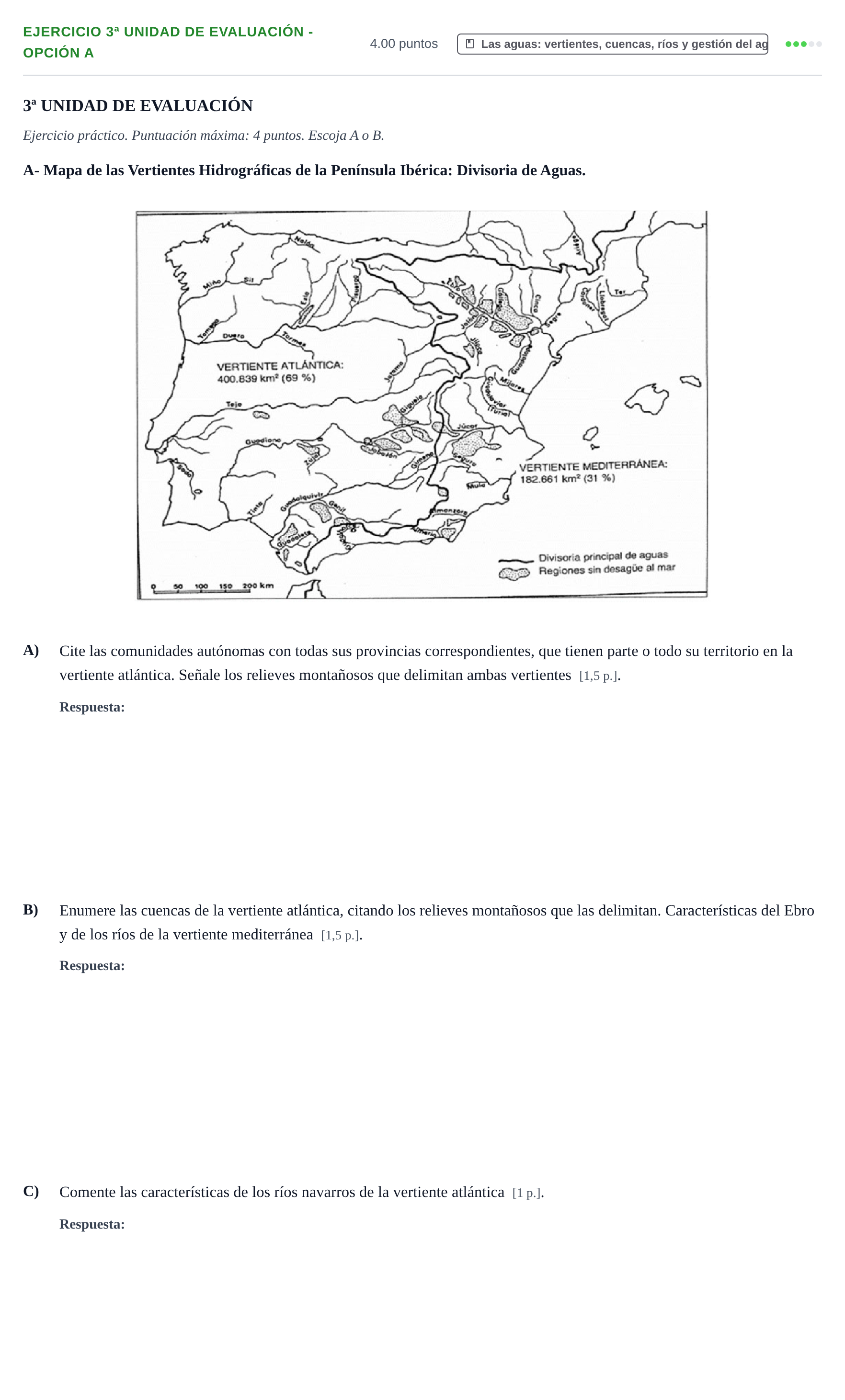 Enunciado: Ejercicio 3ª Unidad de Evaluación - Opción A · Geografía PAU Navarra Extraordinaria 2023
