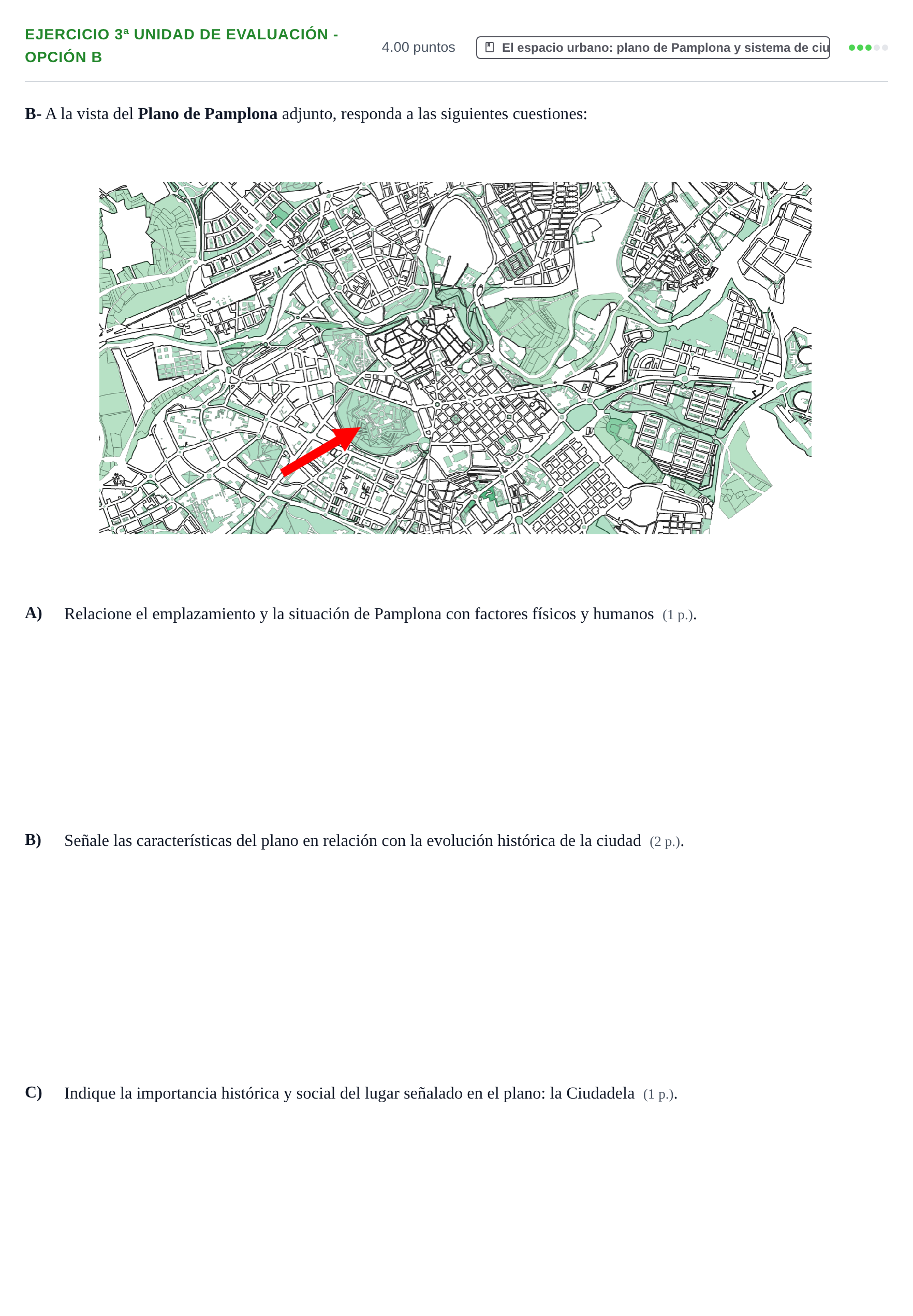 Enunciado: Ejercicio 3ª Unidad de Evaluación - Opción B · Geografía PAU Navarra Extraordinaria 2023