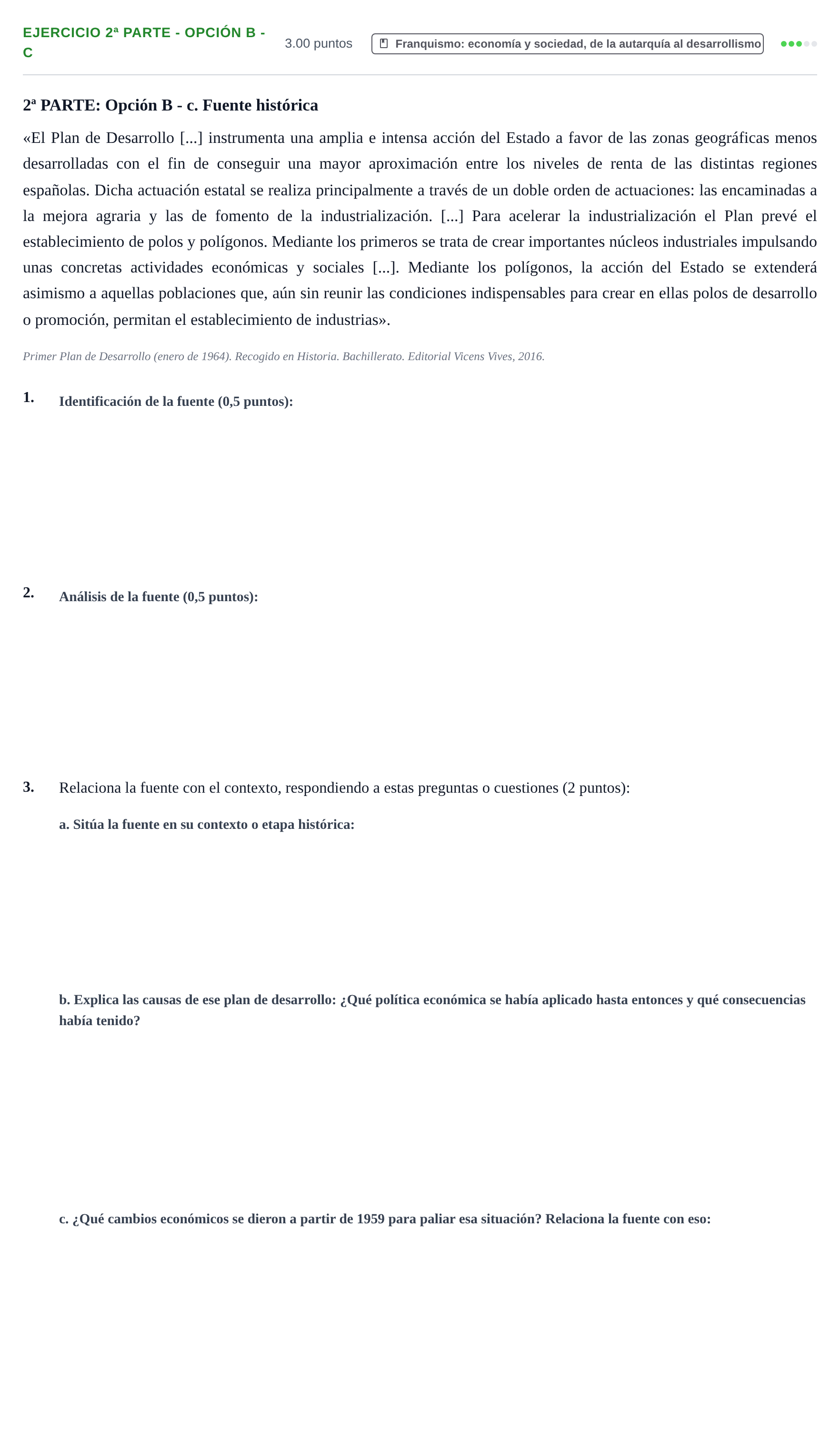 Enunciado: Ejercicio 2ª Parte - Opción B - c · Historia de España PAU Navarra Extraordinaria 2023