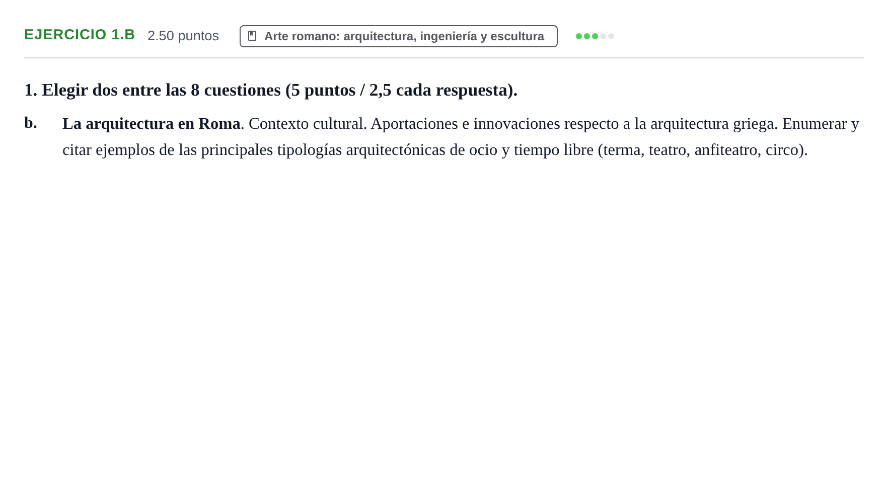 Enunciado: Ejercicio 1.b · Historia del Arte PAU Navarra Extraordinaria 2023