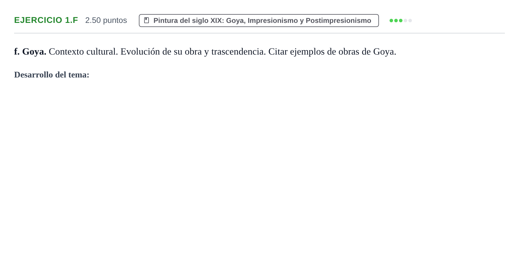 Enunciado: Ejercicio 1.f · Historia del Arte PAU Navarra Extraordinaria 2023