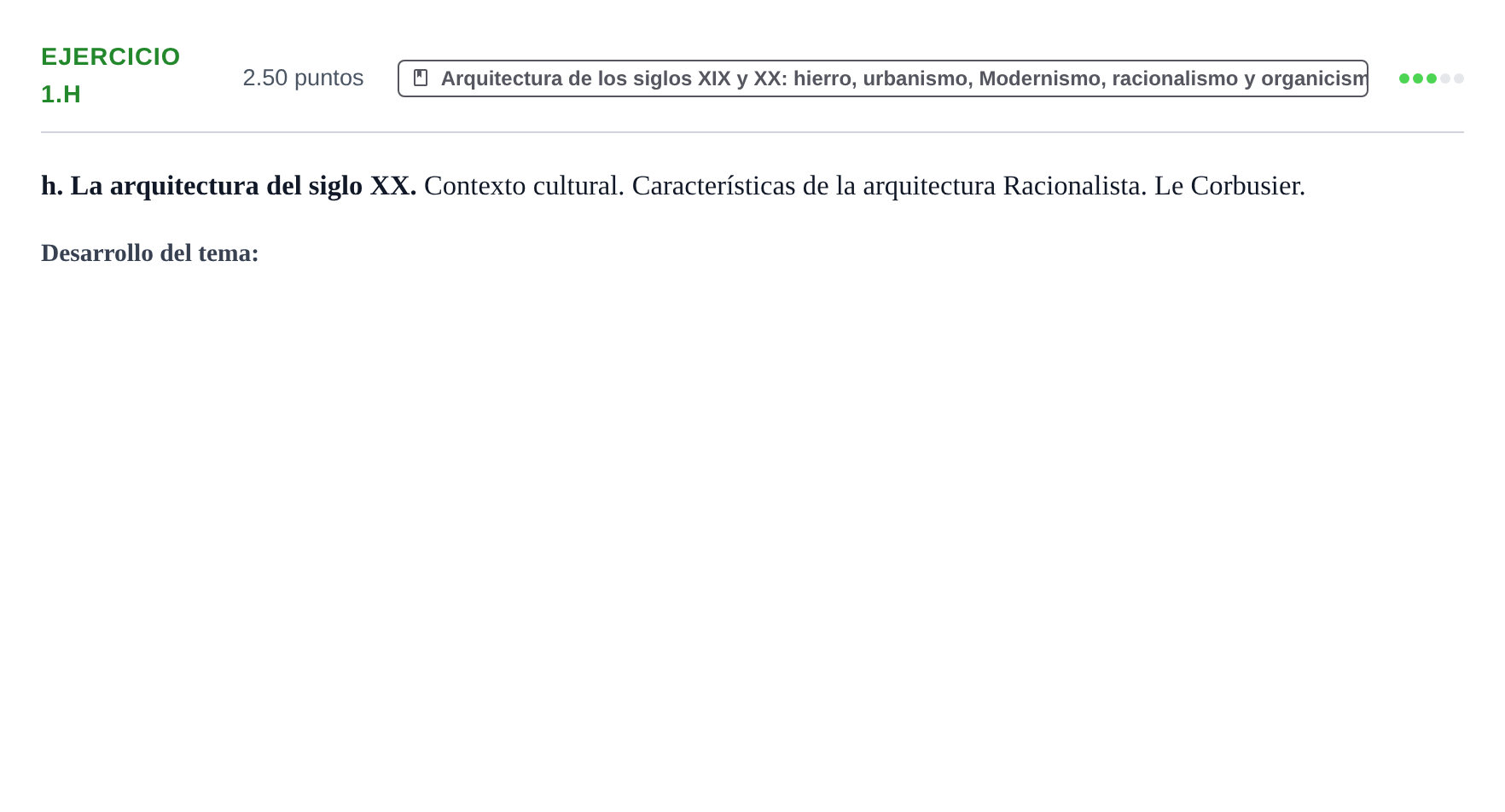 Enunciado: Ejercicio 1.h · Historia del Arte PAU Navarra Extraordinaria 2023
