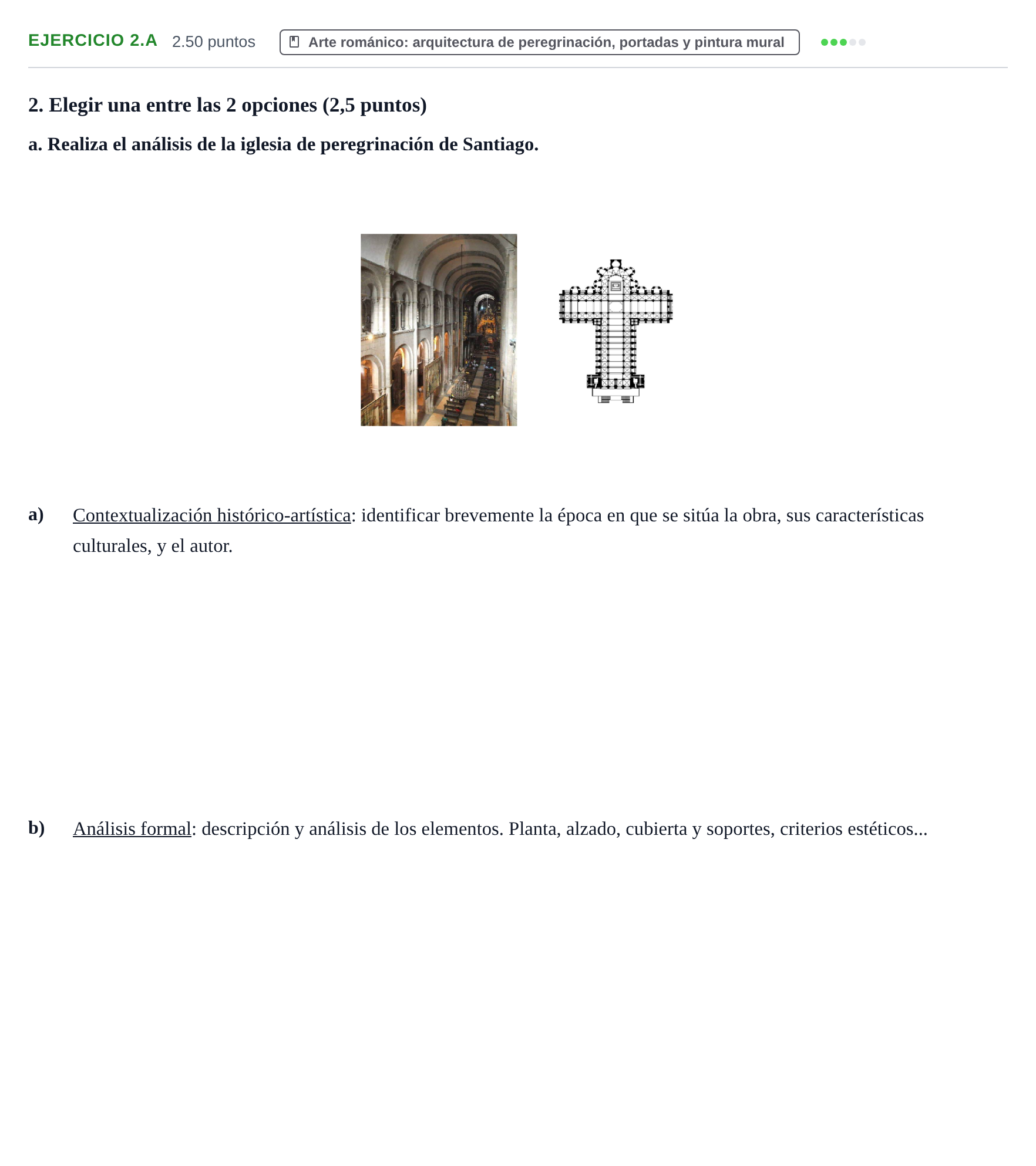 Enunciado: Ejercicio 2.a · Historia del Arte PAU Navarra Extraordinaria 2023