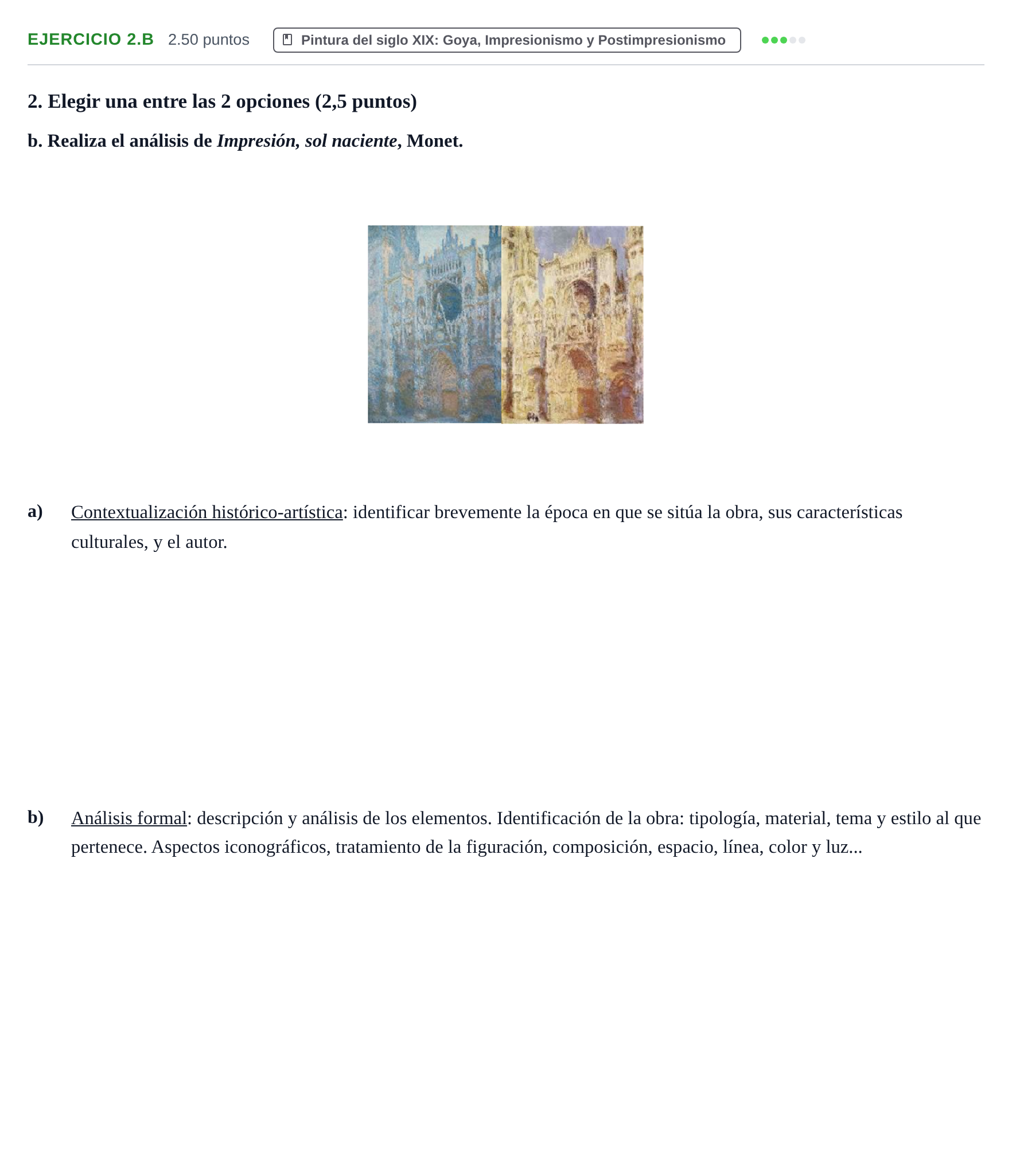 Enunciado: Ejercicio 2.b · Historia del Arte PAU Navarra Extraordinaria 2023