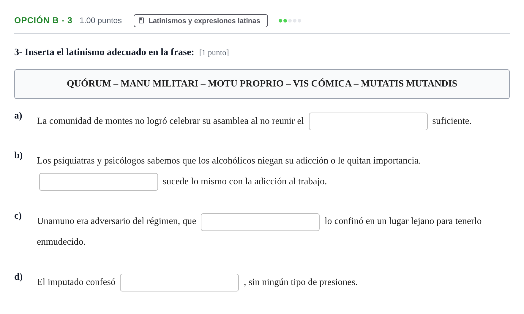 Enunciado: Opción B - 3 · Latín II PAU Navarra Extraordinaria 2023