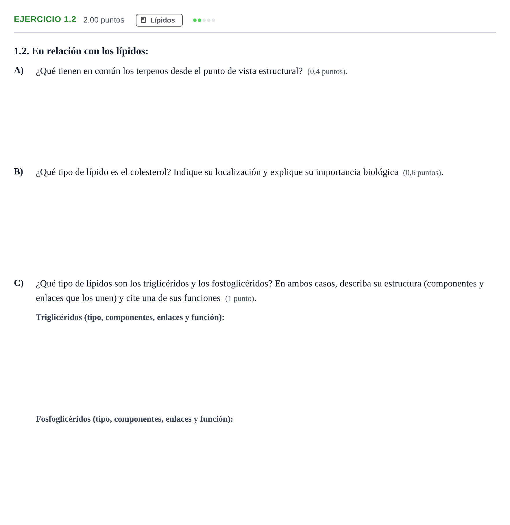 Enunciado: Ejercicio 1.2 · Biología PAU Murcia Ordinaria 2024
