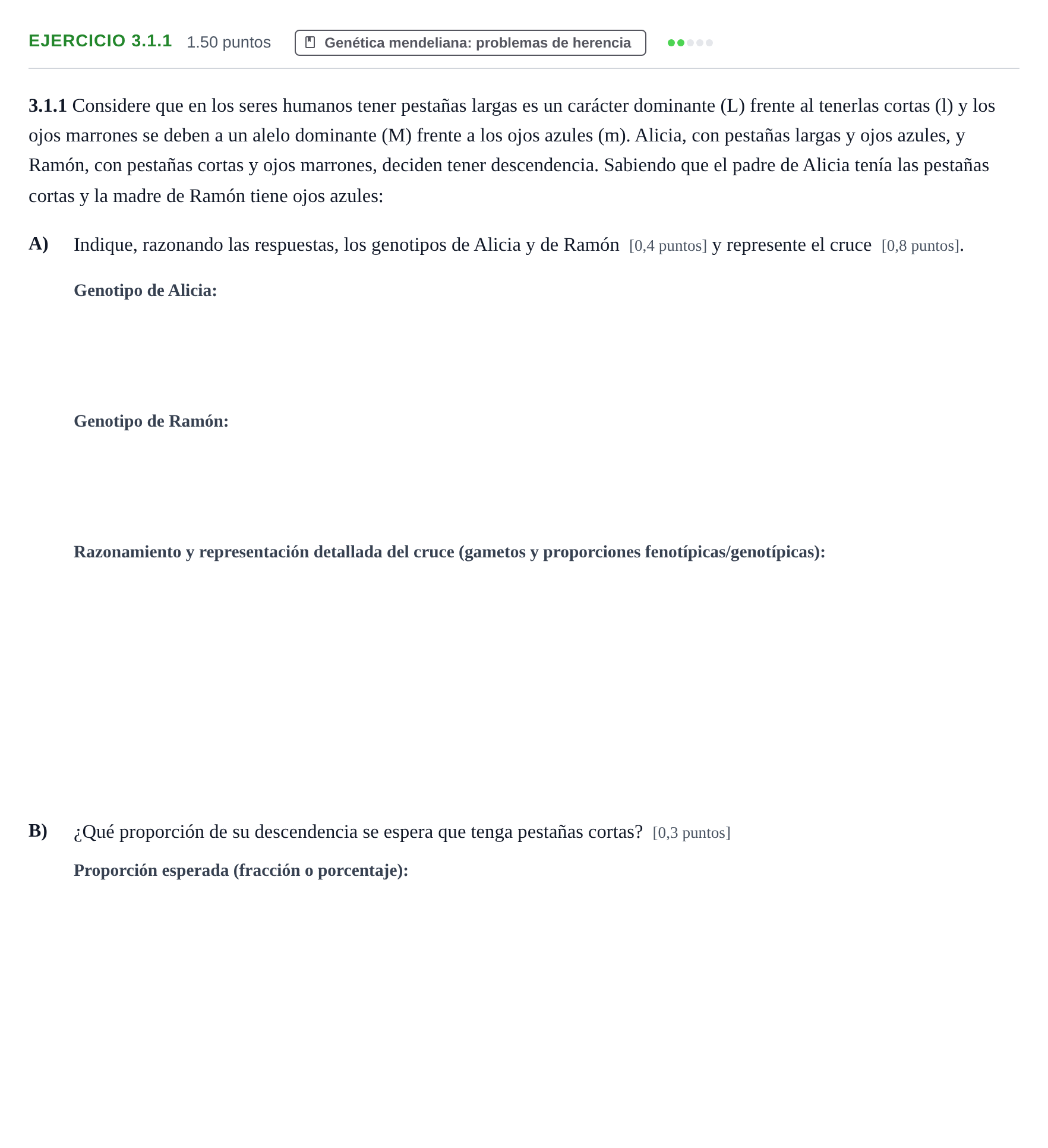 Enunciado: Ejercicio 3.1.1 · Biología PAU Murcia Ordinaria 2024