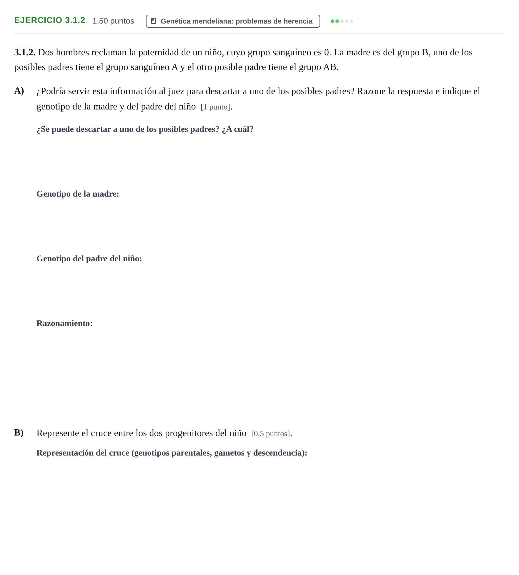 Enunciado: Ejercicio 3.1.2 · Biología PAU Murcia Ordinaria 2024