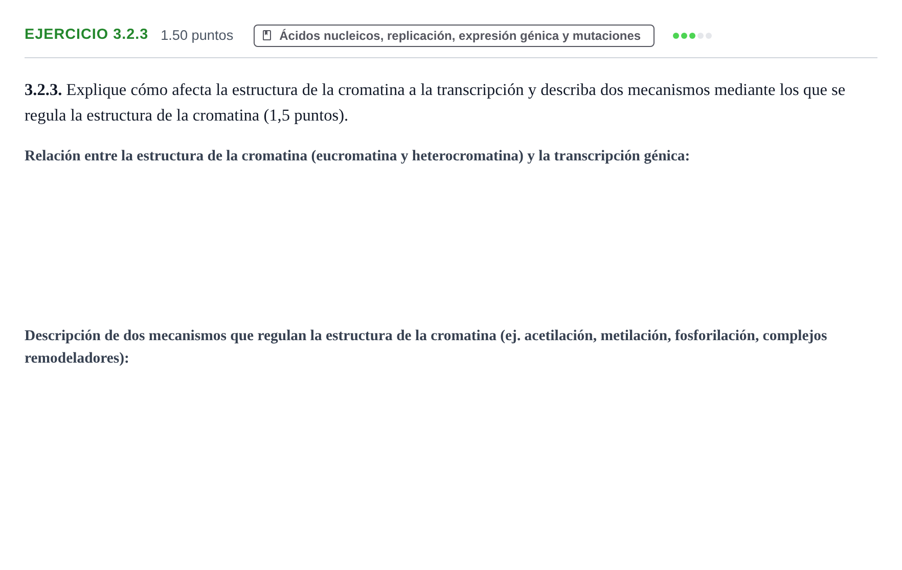 Enunciado: Ejercicio 3.2.3 · Biología PAU Murcia Ordinaria 2024