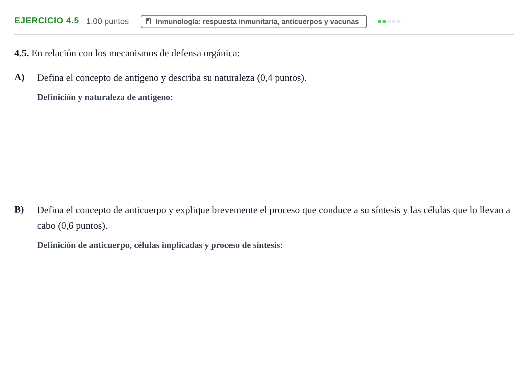 Enunciado: Ejercicio 4.5 · Biología PAU Murcia Ordinaria 2024