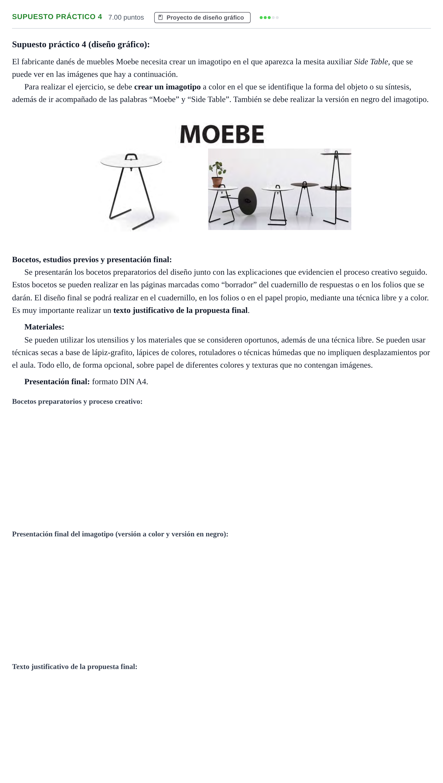 Enunciado: Ejercicio Supuesto práctico 4 · Diseño PAU Murcia Ordinaria 2024