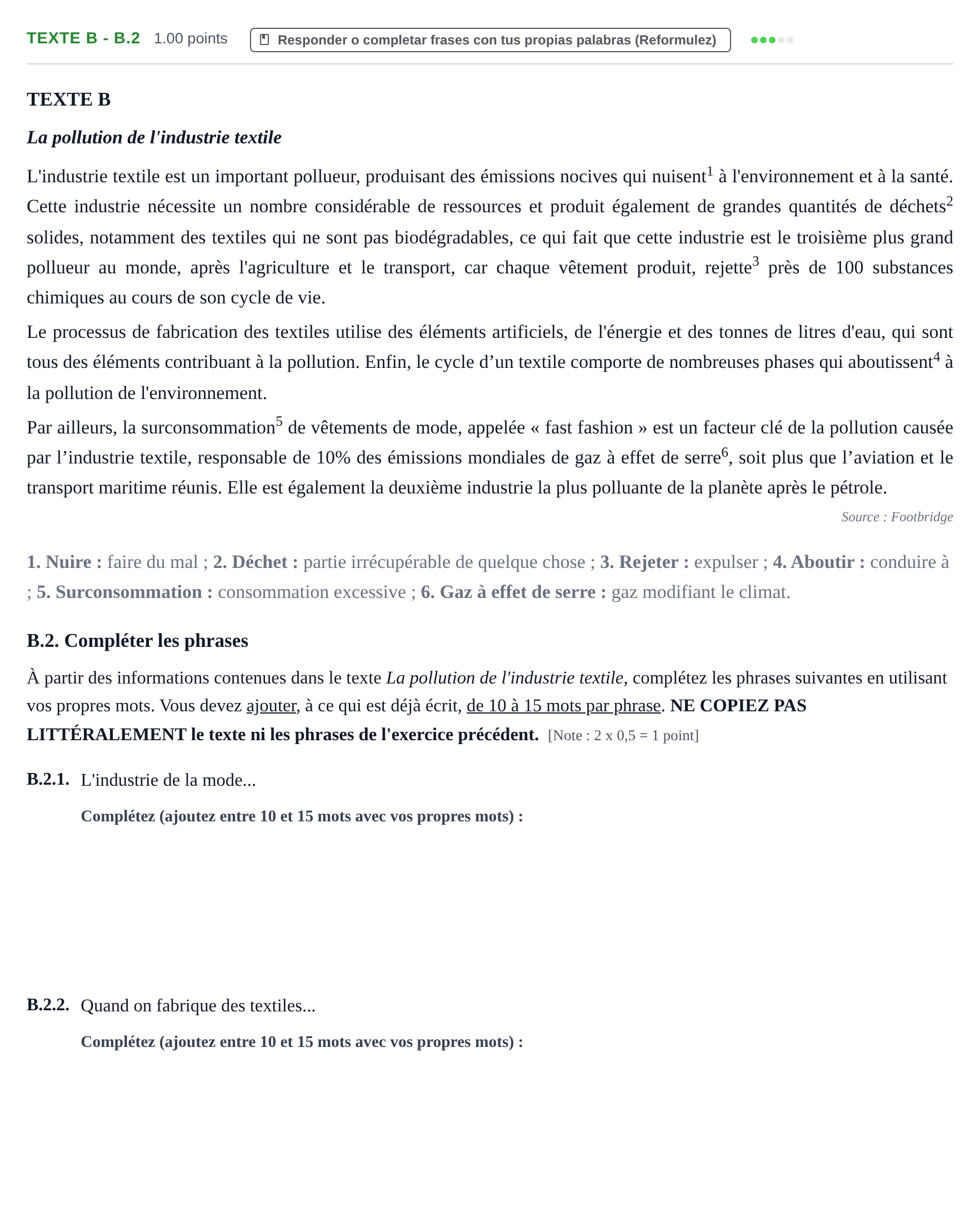 Enunciado: Ejercicio Texte B - B.2 · Francés PAU Murcia Ordinaria 2024