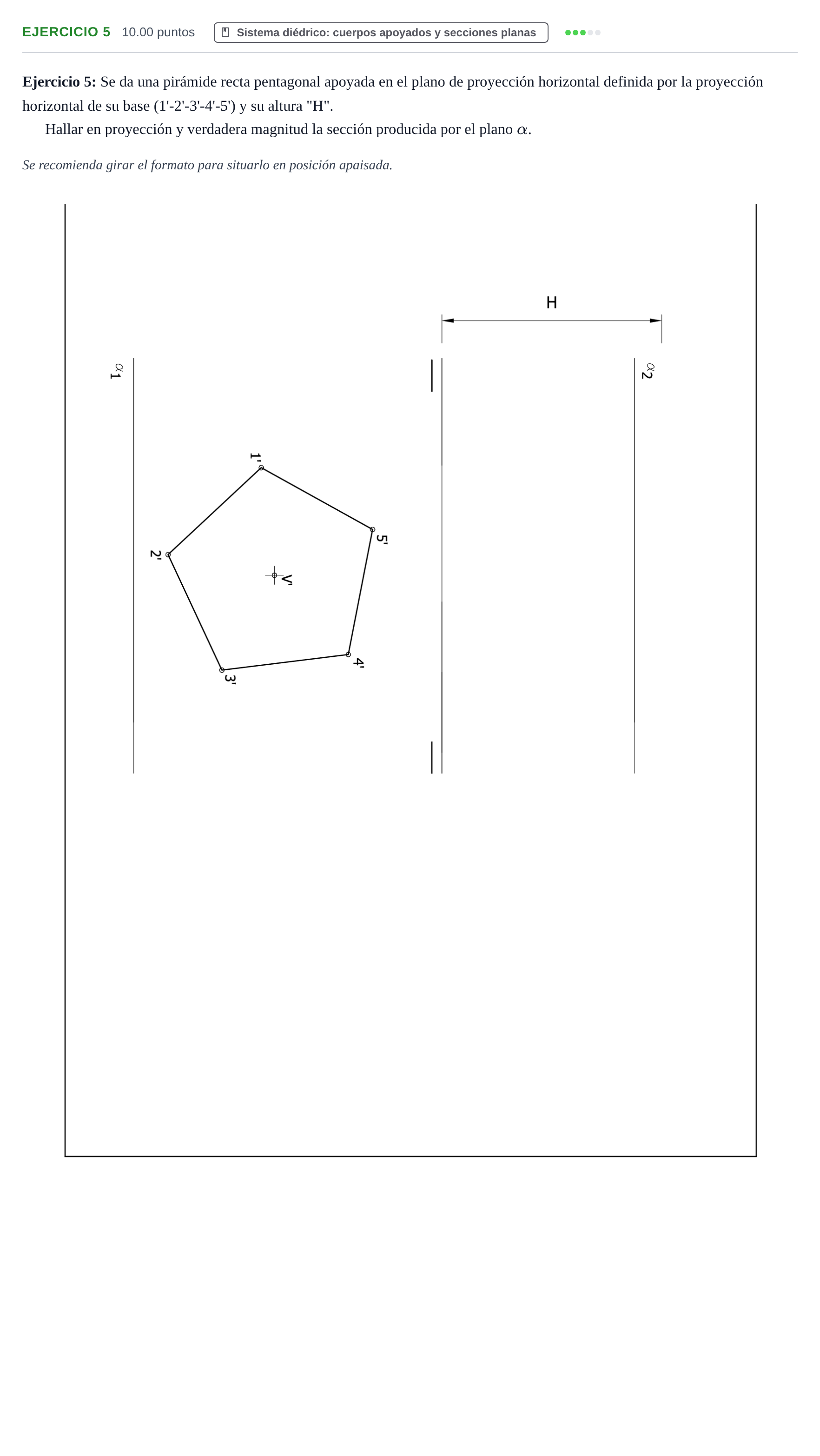 Enunciado: Ejercicio 5 · Dibujo técnico II PAU Murcia Ordinaria 2024