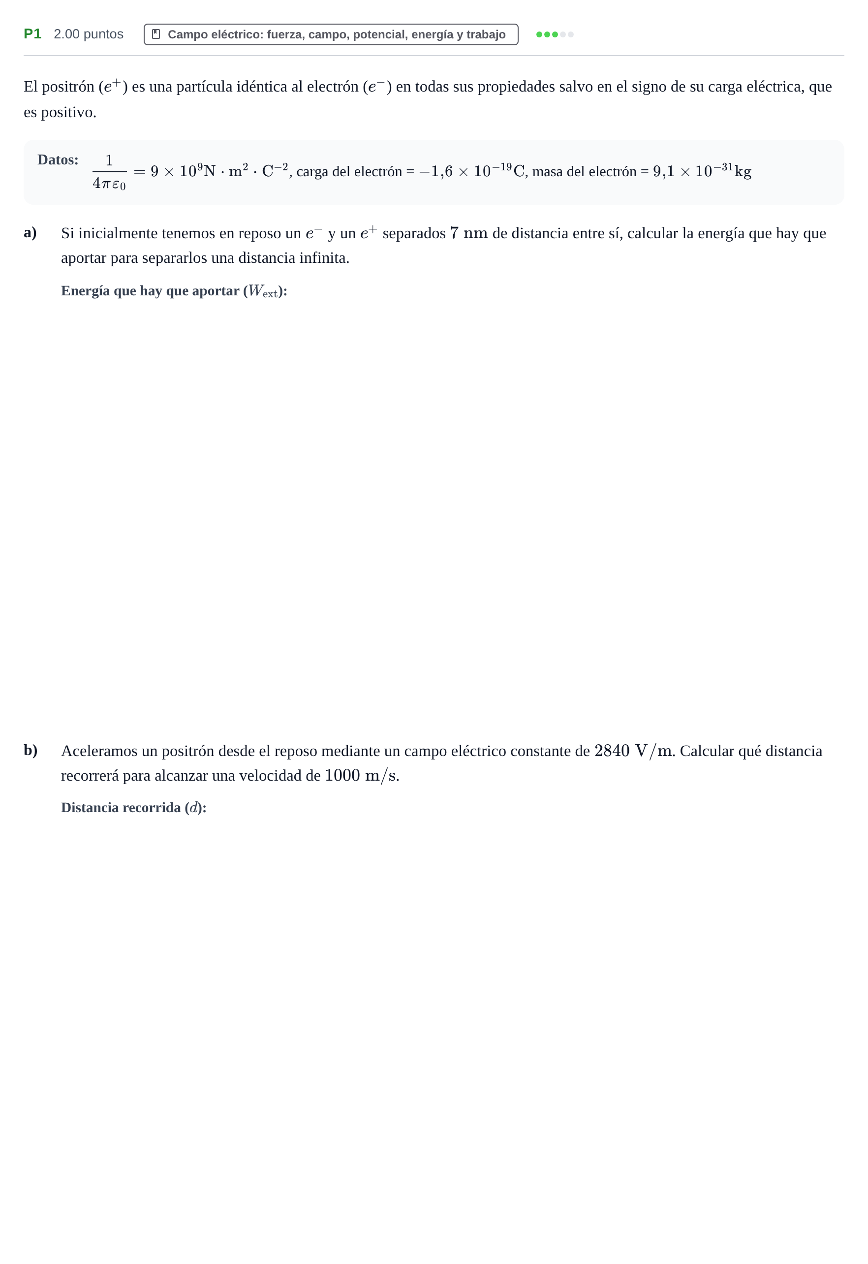 Enunciado: Ejercicio P1 - Campo eléctrico · Física PAU Murcia Ordinaria 2024
