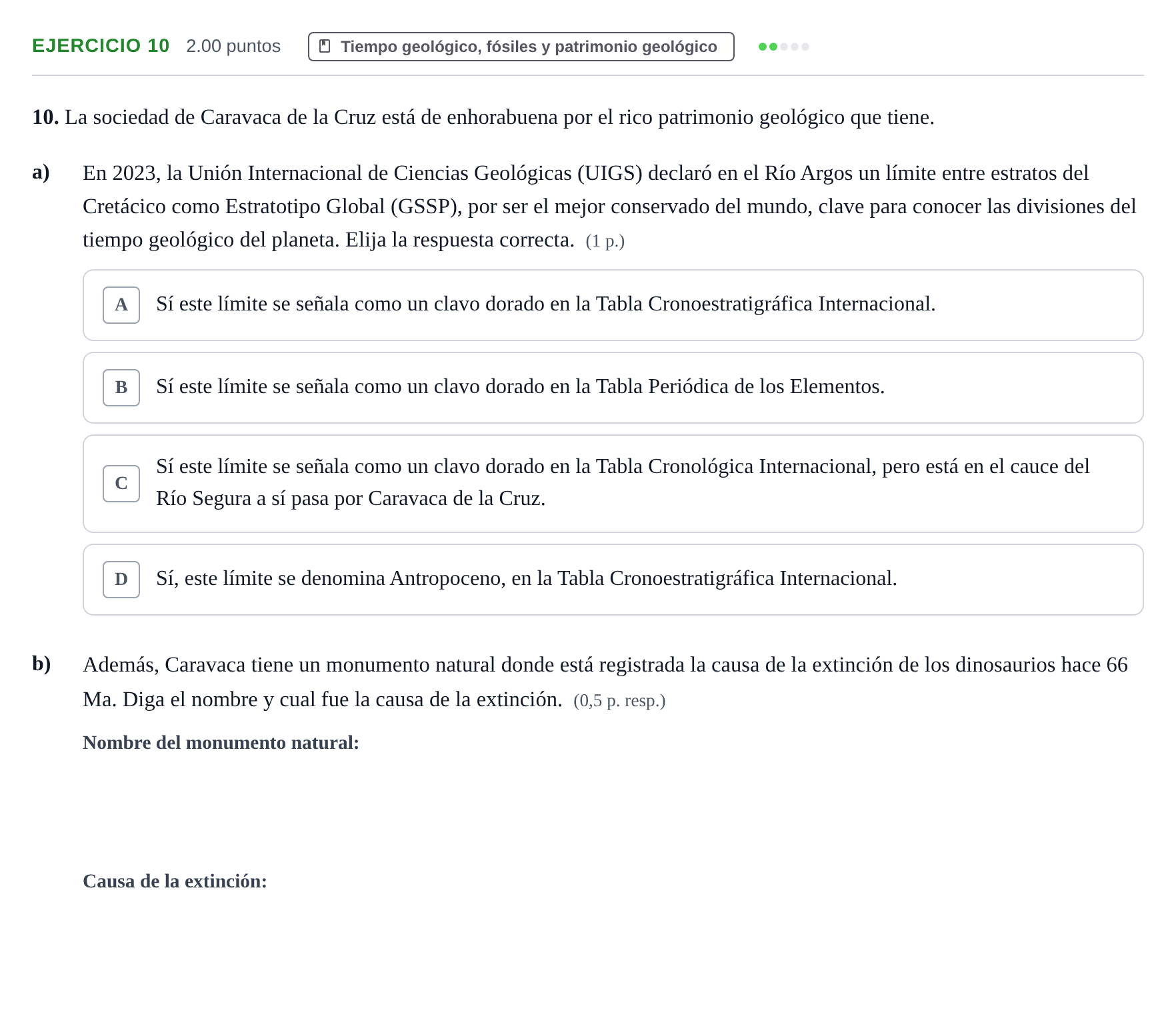 Enunciado: Problema 10 · Geología y Ciencias Ambientales PAU Murcia Ordinaria 2024