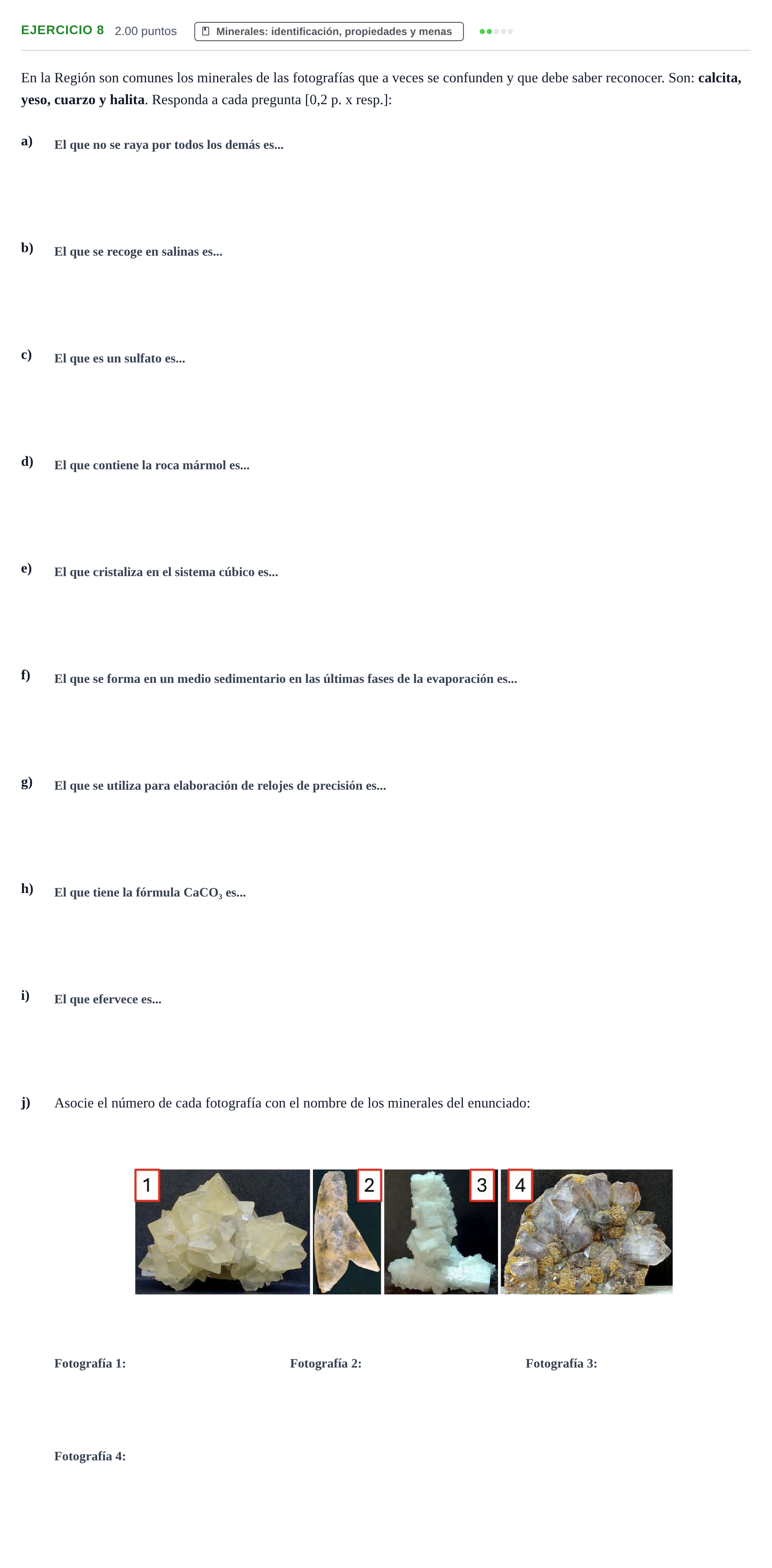 Enunciado: Problema 8 · Geología y Ciencias Ambientales PAU Murcia Ordinaria 2024