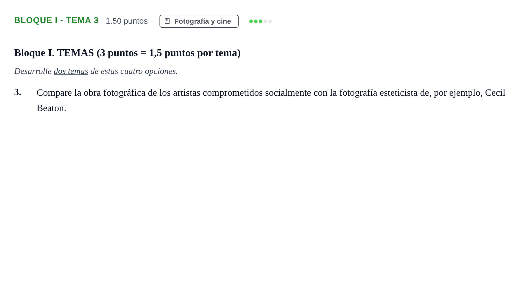 Enunciado: Bloque I - Tema 3 · Fundamentos Artísticos PAU Murcia Ordinaria (Fundamentos del Arte II) 2024