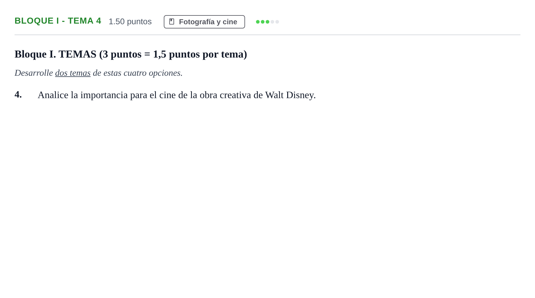Enunciado: Bloque I - Tema 4 · Fundamentos Artísticos PAU Murcia Ordinaria (Fundamentos del Arte II) 2024