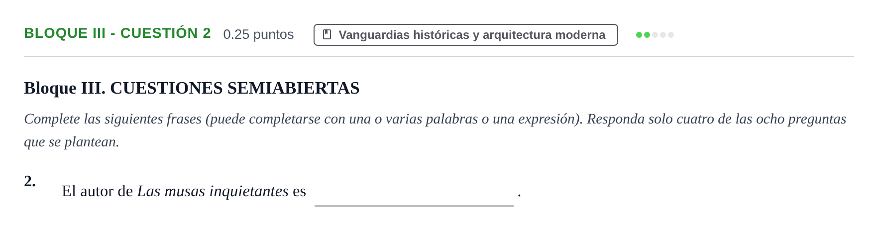 Enunciado: Bloque III - Cuestión 2 · Fundamentos Artísticos PAU Murcia Ordinaria (Fundamentos del Arte II) 2024