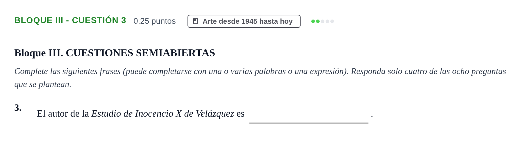 Enunciado: Bloque III - Cuestión 3 · Fundamentos Artísticos PAU Murcia Ordinaria (Fundamentos del Arte II) 2024