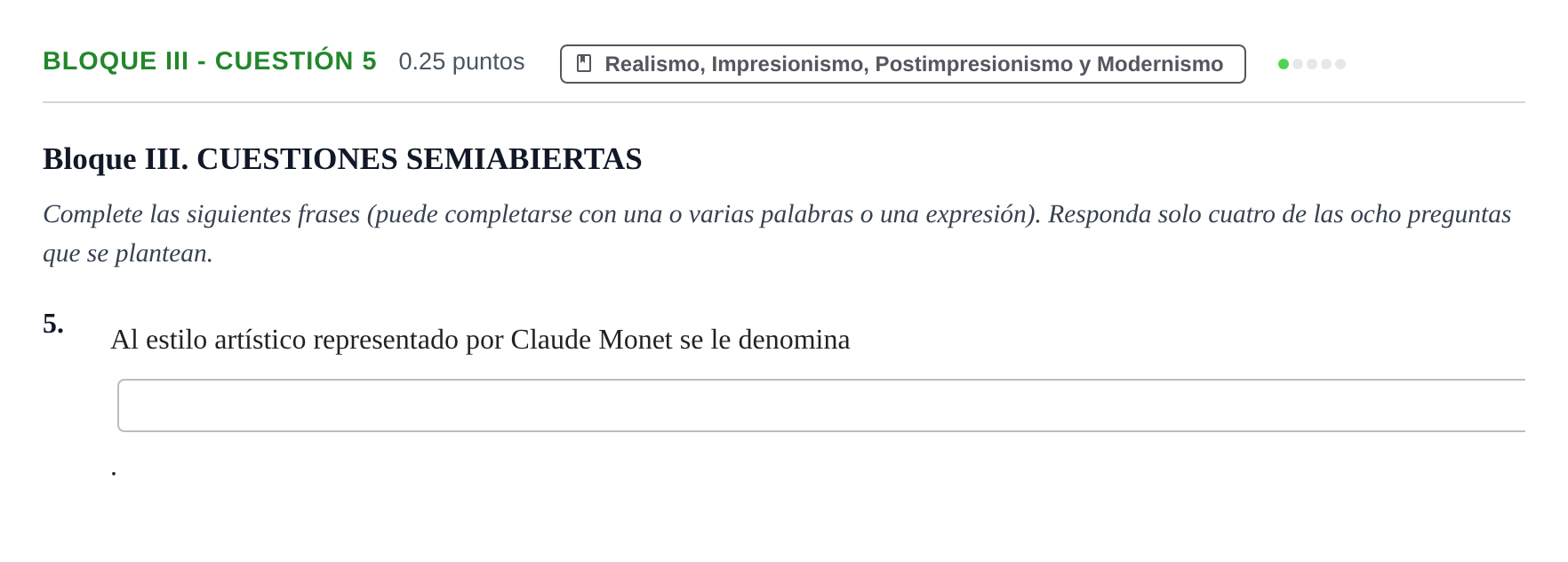Enunciado: Bloque III - Cuestión 5 · Fundamentos Artísticos PAU Murcia Ordinaria (Fundamentos del Arte II) 2024