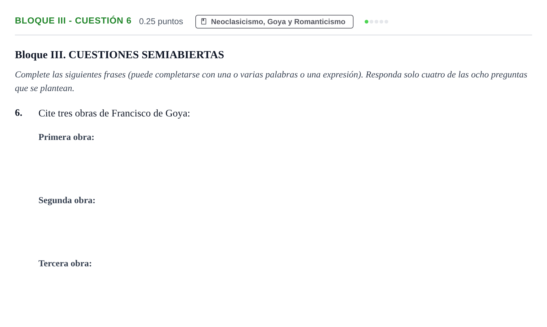 Enunciado: Bloque III - Cuestión 6 · Fundamentos Artísticos PAU Murcia Ordinaria (Fundamentos del Arte II) 2024
