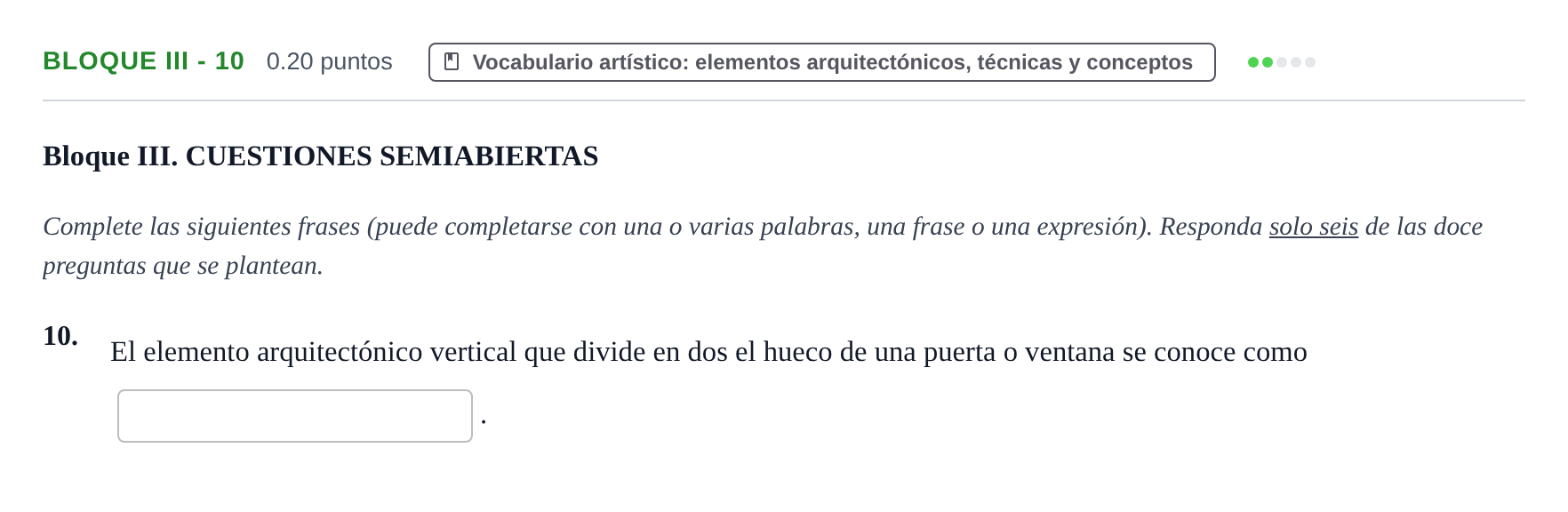 Enunciado: Bloque III - 10 · Fundamentos Artísticos PAU Murcia Ordinaria 2024