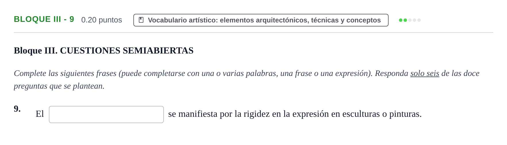 Enunciado: Bloque III - 9 · Fundamentos Artísticos PAU Murcia Ordinaria 2024