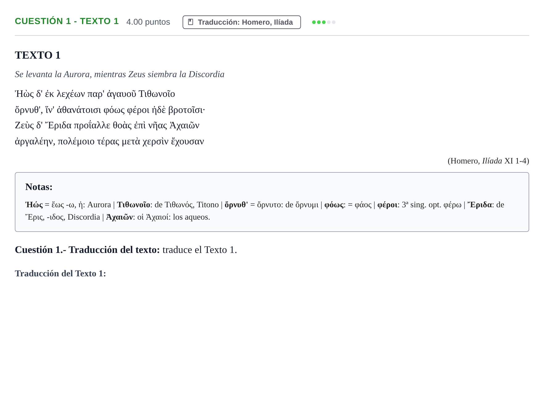 Enunciado: Cuestión 1 - Texto 1 · Griego II PAU Murcia Ordinaria 2024