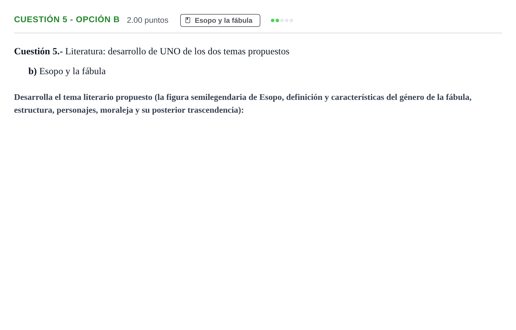 Enunciado: Cuestión 5 - Opción b · Griego II PAU Murcia Ordinaria 2024