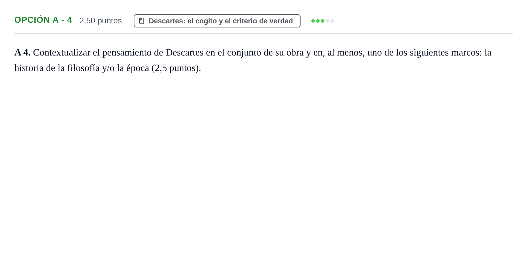 Enunciado: Opción A - 4 · Historia de la Filosofía PAU Murcia Ordinaria 2024