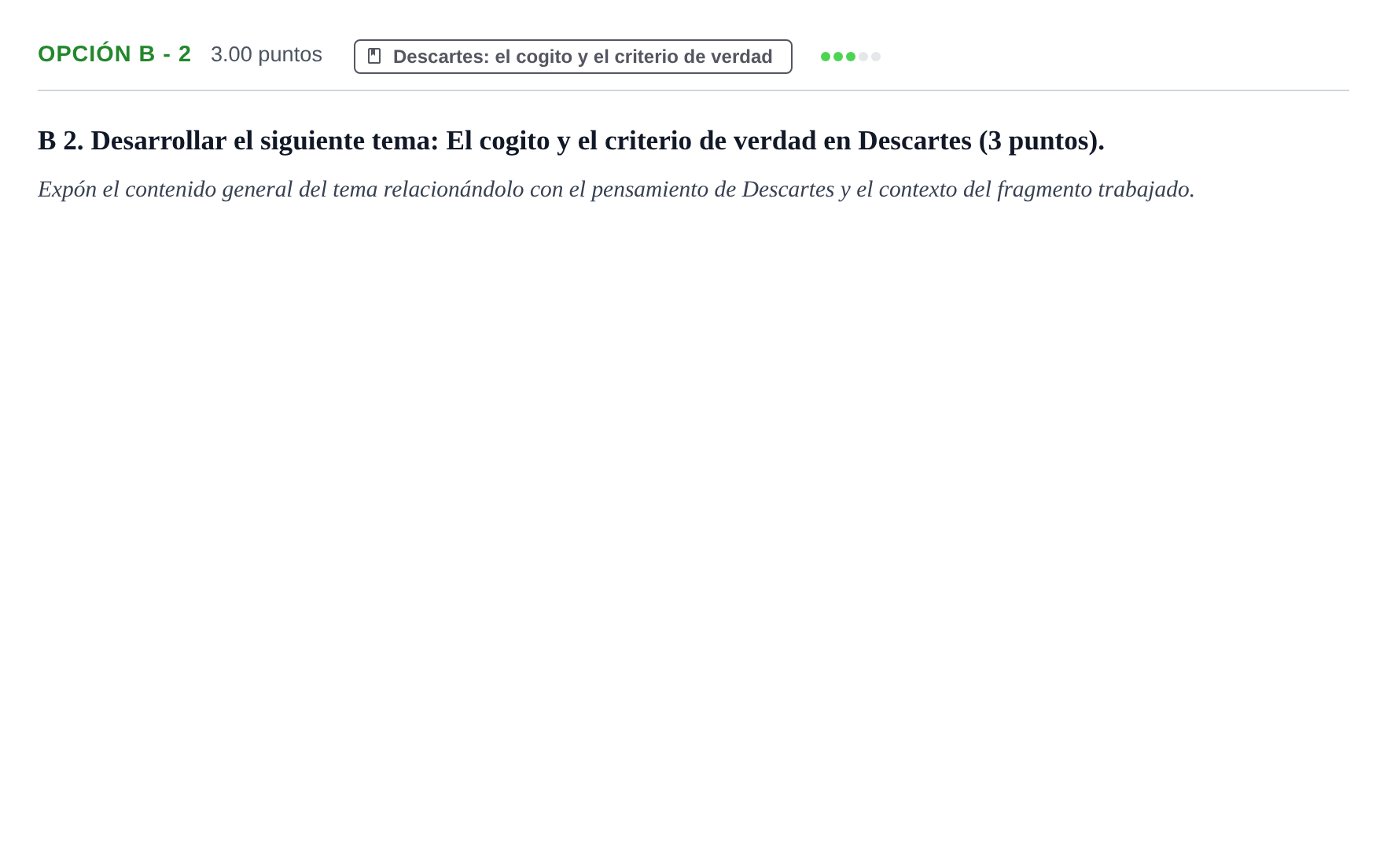 Enunciado: Opción B - 2 · Historia de la Filosofía PAU Murcia Ordinaria 2024