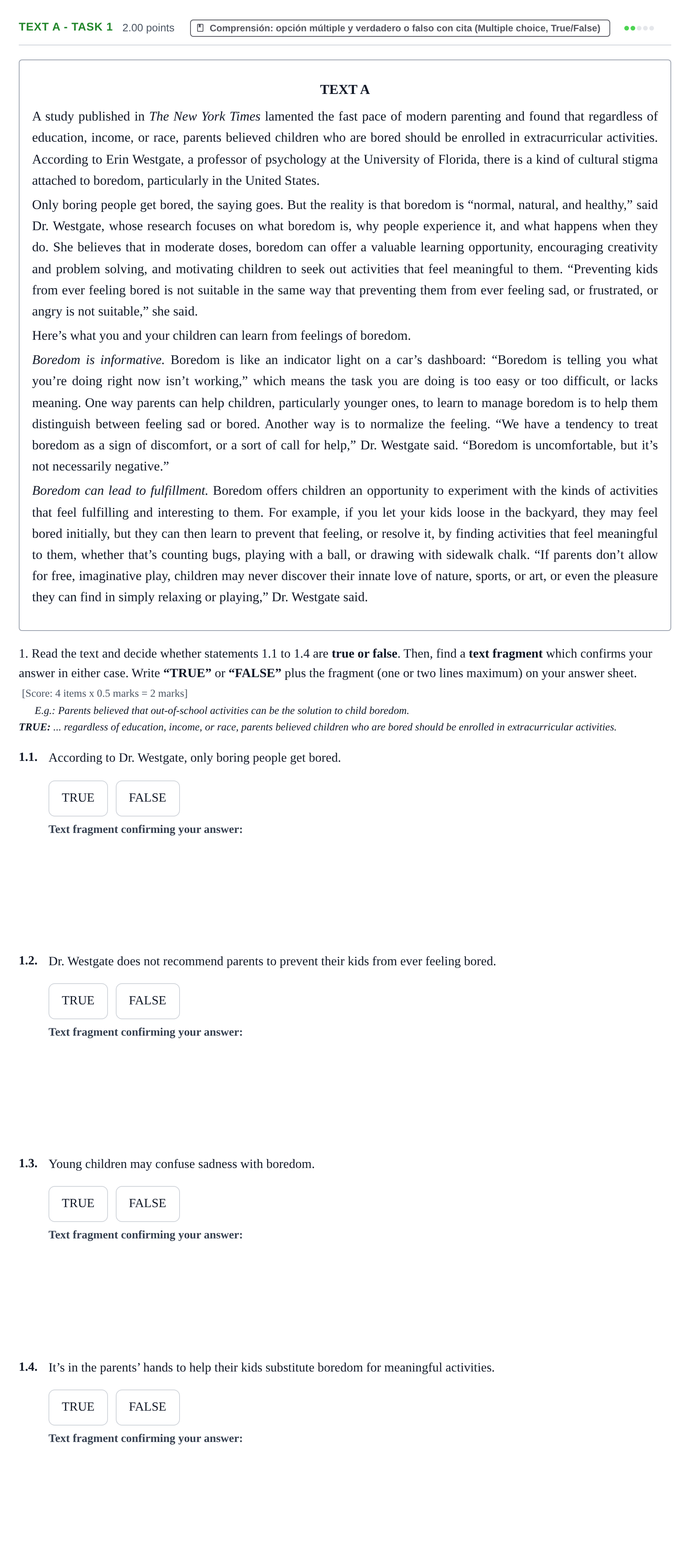 Enunciado: Ejercicio Text A - Task 1 · Inglés PAU Murcia Ordinaria 2024