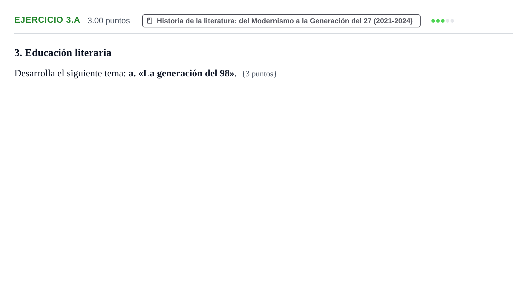 Enunciado: Ejercicio 3.a · Lengua Castellana y Literatura II PAU Murcia Ordinaria 2024